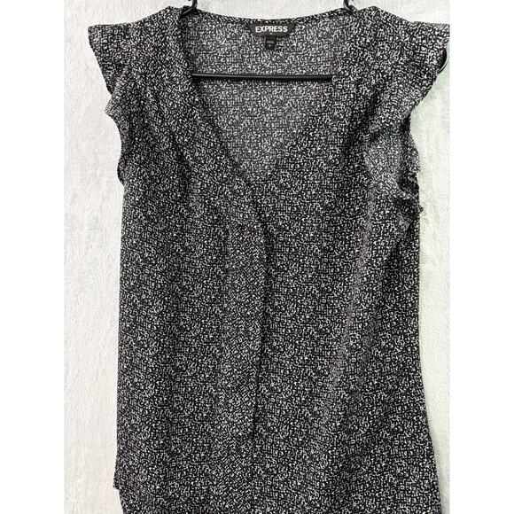 Express Ruffle Cut-Sleeve V-Neck Blouse – Snake Pattern – Size Small - Picture 6 of 6